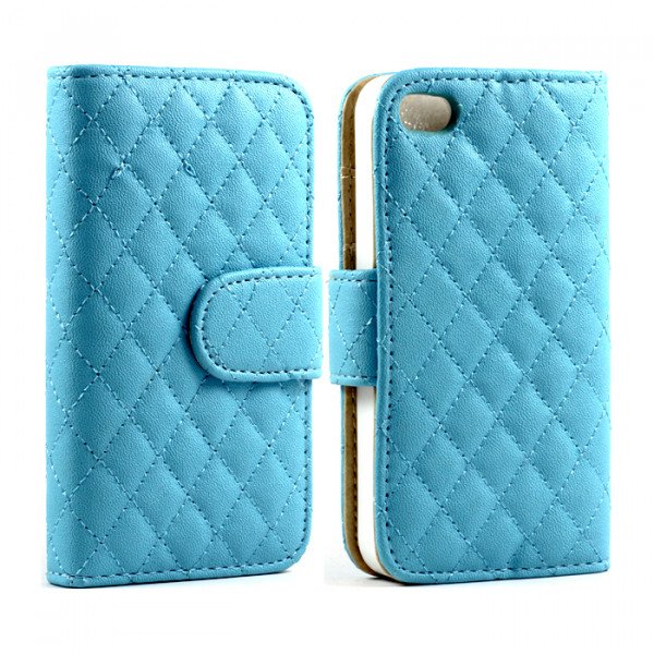 Wholesale iPhone 4S / 4 Square Flip Leather Wallet Case (Blue)